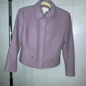Petite Sophisticate lavender wool blend jacket 6P covered zip front zip pockets